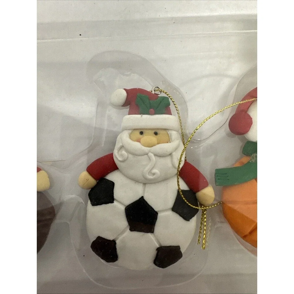 Lot Of 4 Sports Christmas Tree‎ Ornaments Basketball Football Baseball Soccer